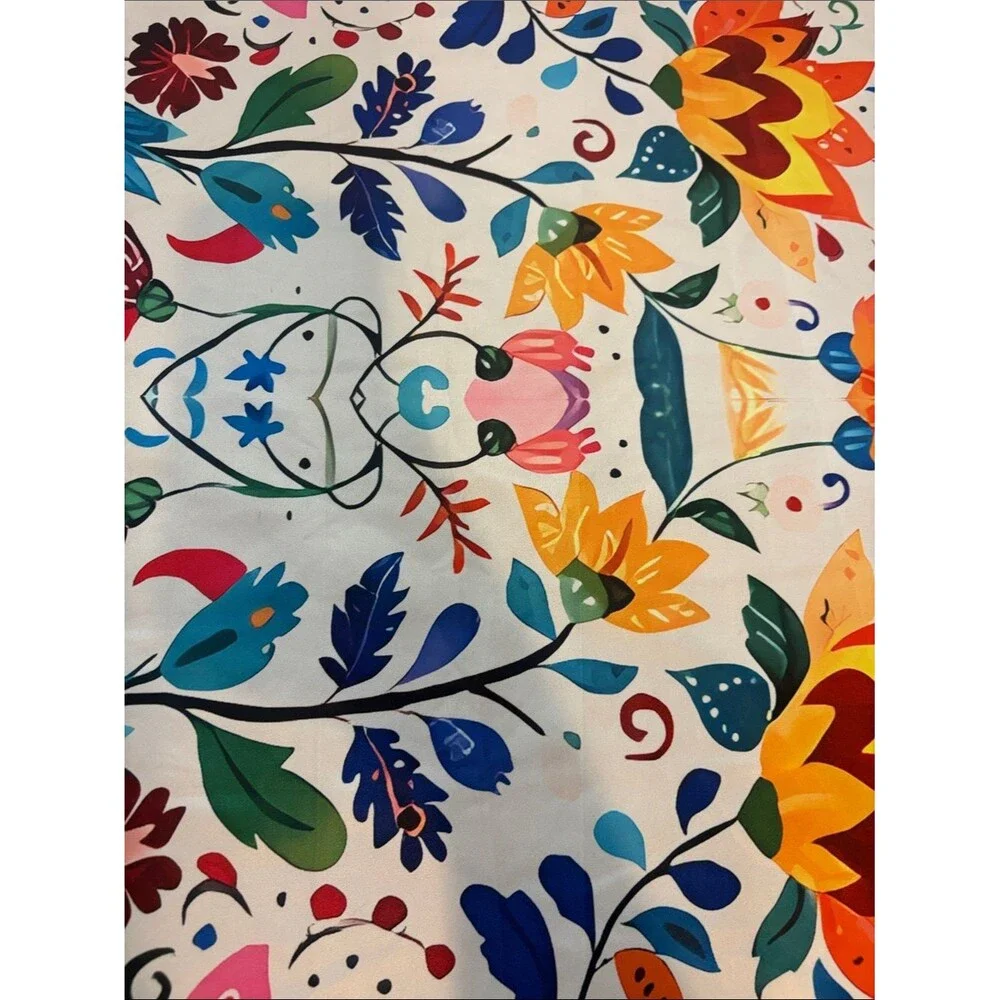 Bright Floral Print Tablecloth